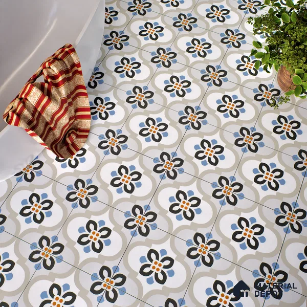Moroccan Floor & Wall Tile TL 05051 Morissa Desert Bloom 1 ft x 1 ft Ceramic Matte Finish - 7.5 mm | Suitable for Bathroom, Kitchen,  Balcony | Please Expect a Slight Variation of Pattern (Sample)