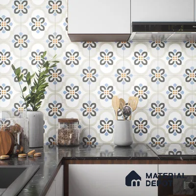 Moroccan Floor & Wall Tile TL 05051 Morissa Desert Bloom 1 ft x 1 ft Ceramic Matte Finish - 7.5 mm | Suitable for Bathroom, Kitchen,  Balcony | Please Expect a Slight Variation of Pattern (Sample)
