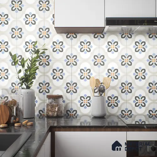 Moroccan Floor & Wall Tile TL 05051 Morissa Desert Bloom 1 ft x 1 ft Ceramic Matte Finish - 7.5 mm | Suitable for Bathroom, Kitchen, Balcony | Please Expect a Slight Variation of Pattern