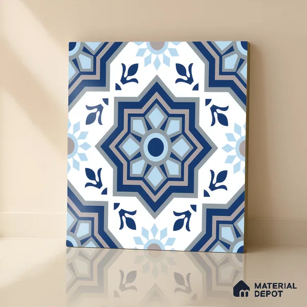Moroccan Floor & Wall Tile TL 05054 Morissa Fez Illusion 1 ft x 1 ft Ceramic Matte Finish - 8 mm | Suitable for Bathroom, Kitchen,  Balcony | Please Expect a Slight Variation of Pattern (Sample)