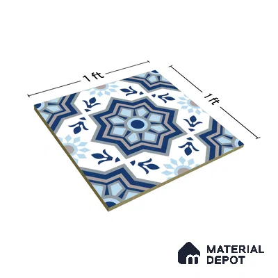 Moroccan Floor & Wall Tile TL 05054 Morissa Fez Illusion 1 ft x 1 ft Ceramic Matte Finish - 8 mm | Suitable for Bathroom, Kitchen,  Balcony | Please Expect a Slight Variation of Pattern (Sample)