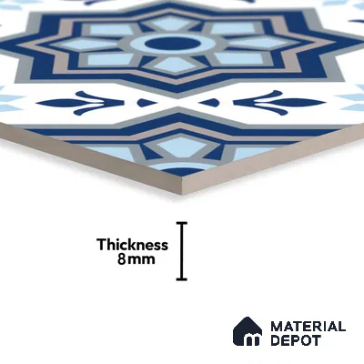 Moroccan Floor & Wall Tile TL 05054 Morissa Fez Illusion 1 ft x 1 ft Ceramic Matte Finish - 8 mm | Suitable for Bathroom, Kitchen,  Balcony | Please Expect a Slight Variation of Pattern (Sample)