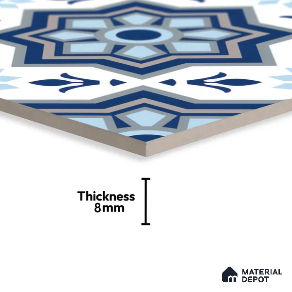 Moroccan Floor & Wall Tile TL 05054 Morissa Fez Illusion 1 ft x 1 ft Ceramic Matte Finish - 8 mm | Suitable for Bathroom, Kitchen,  Balcony | Please Expect a Slight Variation of Pattern (Sample)