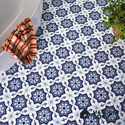 Moroccan Floor & Wall Tile TL 05054 Morissa Fez Illusion 1 ft x 1 ft Ceramic Matte Finish - 8 mm | Suitable for Bathroom, Kitchen,  Balcony | Please Expect a Slight Variation of Pattern (Sample)