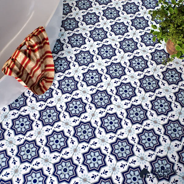 Moroccan Floor & Wall Tile TL 05054 Morissa Fez Illusion 1 ft x 1 ft Ceramic Matte Finish - 8 mm | Suitable for Bathroom, Kitchen,  Balcony | Please Expect a Slight Variation of Pattern (Sample)