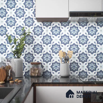 Moroccan Floor & Wall Tile TL 05054 Morissa Fez Illusion 1 ft x 1 ft Ceramic Matte Finish - 8 mm | Suitable for Bathroom, Kitchen,  Balcony | Please Expect a Slight Variation of Pattern (Sample)