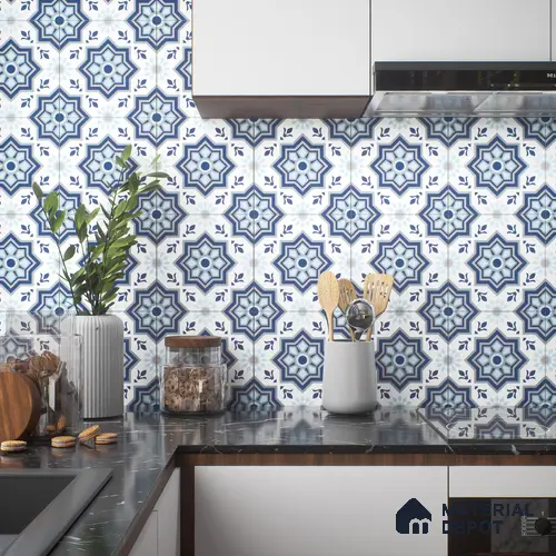Moroccan Floor & Wall Tile TL 05054 Morissa Fez Illusion 1 ft x 1 ft Ceramic Matte Finish - 8 mm | Suitable for Bathroom, Kitchen, Balcony | Please Expect a Slight Variation of Pattern