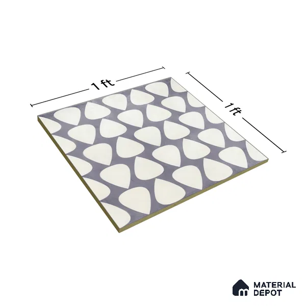 Moroccan Floor & Wall Tile TL 05091 B Bauhaus Smoke Cloud 1 ft x 1 ft Ceramic Matte Finish - 9 mm | Suitable for Bathroom, Kitchen,  Balcony | Please Expect a Slight Variation of Pattern (Sample)