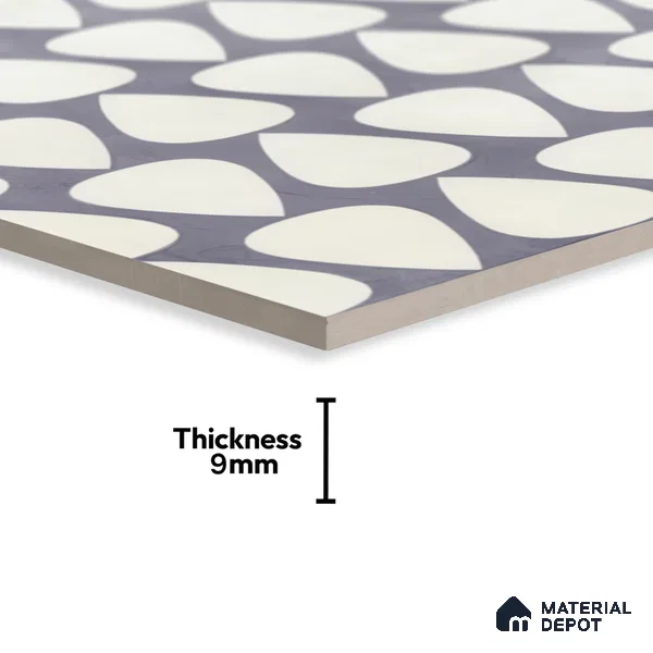 Moroccan Floor & Wall Tile TL 05091 B Bauhaus Smoke Cloud 1 ft x 1 ft Ceramic Matte Finish - 9 mm | Suitable for Bathroom, Kitchen,  Balcony | Please Expect a Slight Variation of Pattern (Sample)