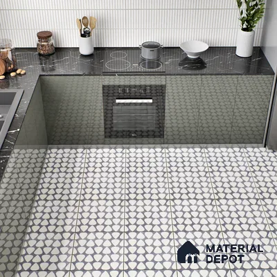 Moroccan Floor & Wall Tile TL 05091 B Bauhaus Smoke Cloud 1 ft x 1 ft Ceramic Matte Finish - 9 mm | Suitable for Bathroom, Kitchen,  Balcony | Please Expect a Slight Variation of Pattern (Sample)