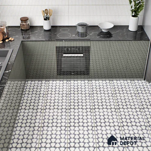 Moroccan Floor & Wall Tile TL 05091 B Bauhaus Smoke Cloud 1 ft x 1 ft Ceramic Matte Finish - 9 mm | Suitable for Bathroom, Kitchen, Balcony | Please Expect a Slight Variation of Pattern