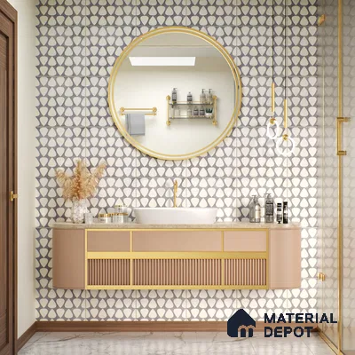 Moroccan Floor & Wall Tile TL 05091 B Bauhaus Smoke Cloud 1 ft x 1 ft Ceramic Matte Finish - 9 mm | Suitable for Bathroom, Kitchen,  Balcony | Please Expect a Slight Variation of Pattern (Sample)
