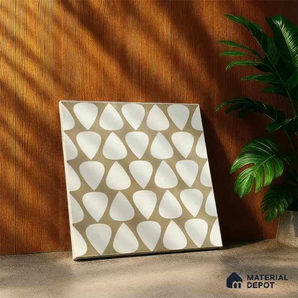 Moroccan Floor & Wall Tile TL 05091 Bauhaus Frosted Caramel 1 ft x 1 ft Ceramic Matte Finish - 9 mm | Suitable for Bathroom, Kitchen, Balcony | Please Expect a Slight Variation of Pattern