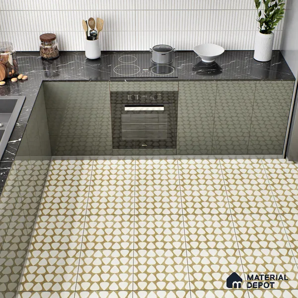 Moroccan Floor & Wall Tile TL 05091 Bauhaus Frosted Caramel 1 ft x 1 ft Ceramic Matte Finish - 9 mm | Suitable for Bathroom, Kitchen, Balcony | Please Expect a Slight Variation of Pattern