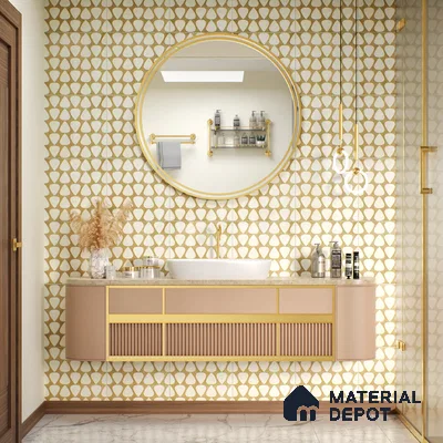 Moroccan Floor & Wall Tile TL 05091 Bauhaus Frosted Caramel 1 ft x 1 ft Ceramic Matte Finish - 9 mm | Suitable for Bathroom, Kitchen, Balcony | Please Expect a Slight Variation of Pattern