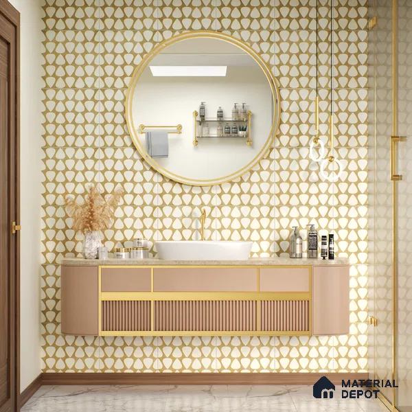 Moroccan Floor & Wall Tile TL 05091 Bauhaus Frosted Caramel 1 ft x 1 ft Ceramic Matte Finish - 9 mm | Suitable for Bathroom, Kitchen, Balcony | Please Expect a Slight Variation of Pattern
