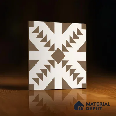 Moroccan Floor & Wall Tile TL 05048 Morissa Geometric Beige 1 ft x 1 ft Ceramic Matte Finish - 7.5 mm | Suitable for Bathroom, Kitchen, Balcony (Sample)