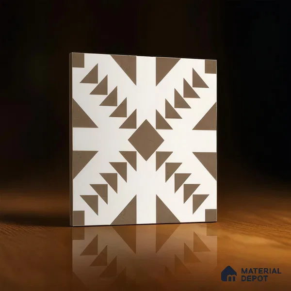 Moroccan Floor & Wall Tile TL 05048 Morissa Geometric Beige 1 ft x 1 ft Ceramic Matte Finish - 7.5 mm | Suitable for Bathroom, Kitchen, Balcony (Sample)