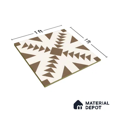 Moroccan Floor & Wall Tile TL 05048 Morissa Geometric Beige 1 ft x 1 ft Ceramic Matte Finish - 7.5 mm | Suitable for Bathroom, Kitchen, Balcony (Sample)
