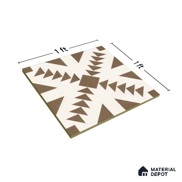 Moroccan Floor & Wall Tile TL 05048 Morissa Geometric Beige 1 ft x 1 ft Ceramic Matte Finish - 7.5 mm | Suitable for Bathroom, Kitchen, Balcony (Sample)