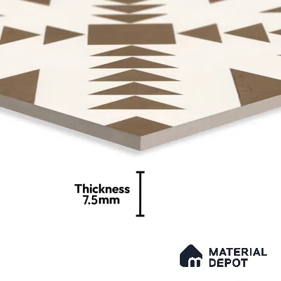 Moroccan Floor & Wall Tile TL 05048 Morissa Geometric Beige 1 ft x 1 ft Ceramic Matte Finish - 7.5 mm | Suitable for Bathroom, Kitchen, Balcony (Sample)