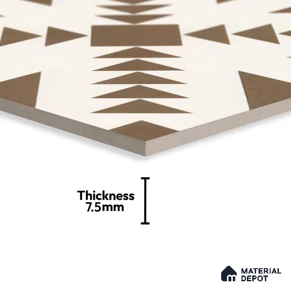 Moroccan Floor & Wall Tile TL 05048 Morissa Geometric Beige 1 ft x 1 ft Ceramic Matte Finish - 7.5 mm | Suitable for Bathroom, Kitchen, Balcony (Sample)