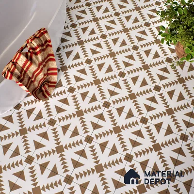 Moroccan Floor & Wall Tile TL 05048 Morissa Geometric Beige 1 ft x 1 ft Ceramic Matte Finish - 7.5 mm | Suitable for Bathroom, Kitchen, Balcony (Sample)