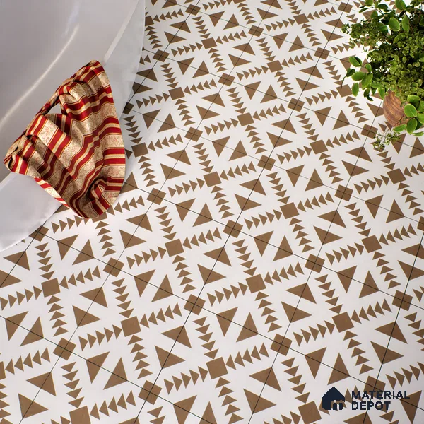 Moroccan Floor & Wall Tile TL 05048 Morissa Geometric Beige 1 ft x 1 ft Ceramic Matte Finish - 7.5 mm | Suitable for Bathroom, Kitchen, Balcony (Sample)