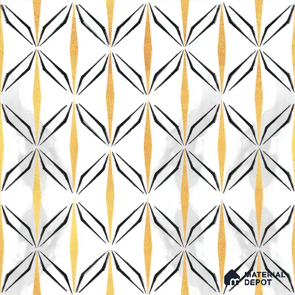 Moroccan Floor & Wall Tile TL 05057 Morissa Golden Black Fly 1 ft x 1 ft Ceramic Matte Finish - 8 mm | Suitable for Bathroom, Kitchen,  Balcony | Please Expect a Slight Variation of Pattern (Sample)