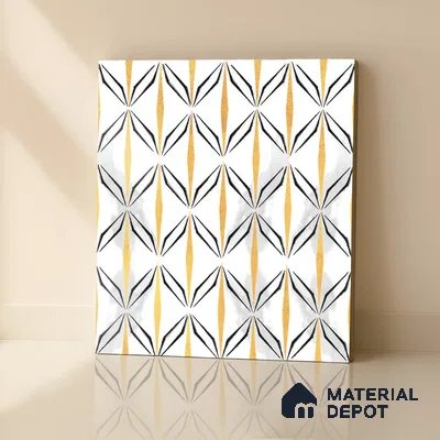 Moroccan Floor & Wall Tile TL 05057 Morissa Golden Black Fly 1 ft x 1 ft Ceramic Matte Finish - 8 mm | Suitable for Bathroom, Kitchen,  Balcony | Please Expect a Slight Variation of Pattern (Sample)