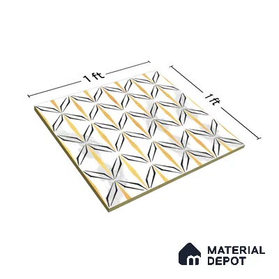 Moroccan Floor & Wall Tile TL 05057 Morissa Golden Black Fly 1 ft x 1 ft Ceramic Matte Finish - 8 mm | Suitable for Bathroom, Kitchen,  Balcony | Please Expect a Slight Variation of Pattern (Sample)
