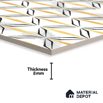 Moroccan Floor & Wall Tile TL 05057 Morissa Golden Black Fly 1 ft x 1 ft Ceramic Matte Finish - 8 mm | Suitable for Bathroom, Kitchen,  Balcony | Please Expect a Slight Variation of Pattern (Sample)