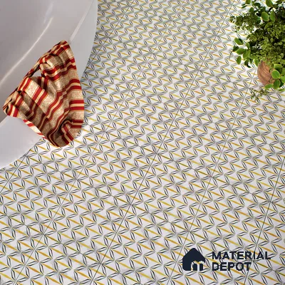 Moroccan Floor & Wall Tile TL 05057 Morissa Golden Black Fly 1 ft x 1 ft Ceramic Matte Finish - 8 mm | Suitable for Bathroom, Kitchen,  Balcony | Please Expect a Slight Variation of Pattern (Sample)