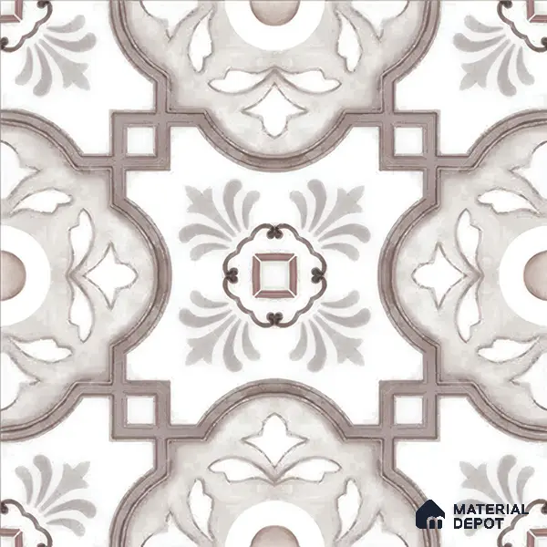 Moroccan Floor & Wall Tile TL 05077 Morissa Gunmetal Abstract Grey 1 ft x 1 ft Ceramic Matte Finish - 8 mm | Suitable for Bathroom, Kitchen, Balcony | Please Expect a Slight Variation of Pattern