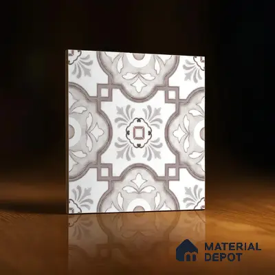 Moroccan Floor & Wall Tile TL 05077 Morissa Gunmetal Abstract Grey 1 ft x 1 ft Ceramic Matte Finish - 8 mm | Suitable for Bathroom, Kitchen,  Balcony | Please Expect a Slight Variation of Pattern