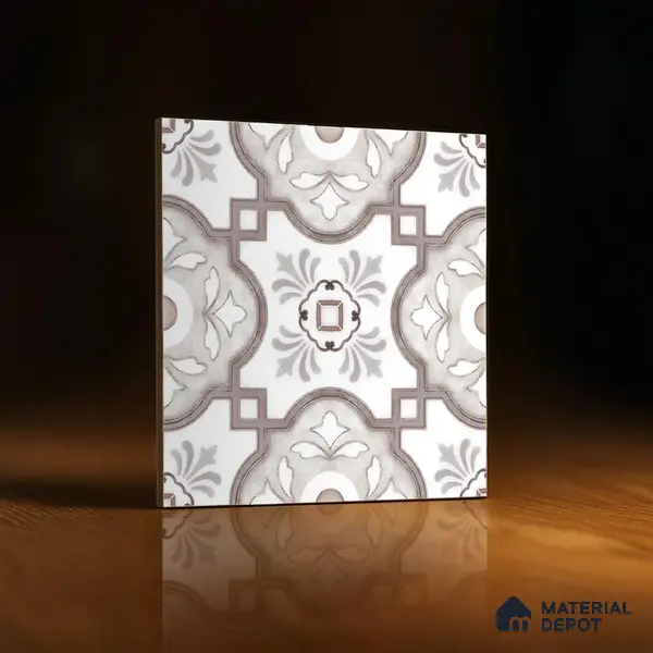 Moroccan Floor & Wall Tile TL 05077 Morissa Gunmetal Abstract Grey 1 ft x 1 ft Ceramic Matte Finish - 8 mm | Suitable for Bathroom, Kitchen, Balcony | Please Expect a Slight Variation of Pattern