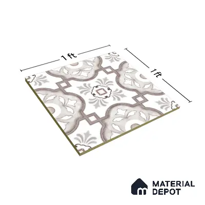 Moroccan Floor & Wall Tile TL 05077 Morissa Gunmetal Abstract Grey 1 ft x 1 ft Ceramic Matte Finish - 8 mm | Suitable for Bathroom, Kitchen,  Balcony | Please Expect a Slight Variation of Pattern