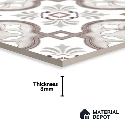 Moroccan Floor & Wall Tile TL 05077 Morissa Gunmetal Abstract Grey 1 ft x 1 ft Ceramic Matte Finish - 8 mm | Suitable for Bathroom, Kitchen,  Balcony | Please Expect a Slight Variation of Pattern