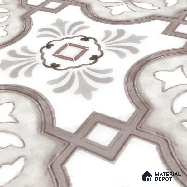 Moroccan Floor & Wall Tile TL 05077 Morissa Gunmetal Abstract Grey 1 ft x 1 ft Ceramic Matte Finish - 8 mm | Suitable for Bathroom, Kitchen, Balcony | Please Expect a Slight Variation of Pattern