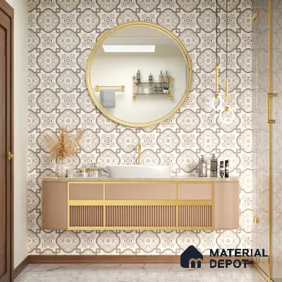 Moroccan Floor & Wall Tile TL 05077 Morissa Gunmetal Abstract Grey 1 ft x 1 ft Ceramic Matte Finish - 8 mm | Suitable for Bathroom, Kitchen,  Balcony | Please Expect a Slight Variation of Pattern