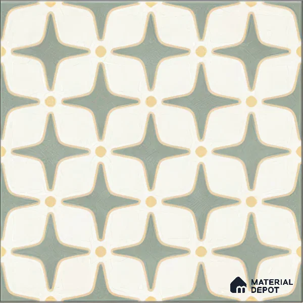 Moroccan Floor & Wall Tile TL 05093 B Bauhaus Mint Green 1 ft x 1 ft Ceramic Matte Finish - 9 mm | Suitable for Bathroom, Kitchen,  Balcony | Please Expect a Slight Variation of Pattern (Sample)