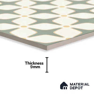 Moroccan Floor & Wall Tile TL 05093 B Bauhaus Mint Green 1 ft x 1 ft Ceramic Matte Finish - 9 mm | Suitable for Bathroom, Kitchen,  Balcony | Please Expect a Slight Variation of Pattern (Sample)