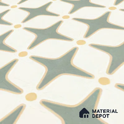 Moroccan Floor & Wall Tile TL 05093 B Bauhaus Mint Green 1 ft x 1 ft Ceramic Matte Finish - 9 mm | Suitable for Bathroom, Kitchen,  Balcony | Please Expect a Slight Variation of Pattern (Sample)