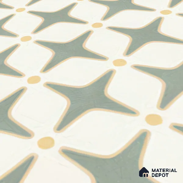Moroccan Floor & Wall Tile TL 05093 B Bauhaus Mint Green 1 ft x 1 ft Ceramic Matte Finish - 9 mm | Suitable for Bathroom, Kitchen,  Balcony | Please Expect a Slight Variation of Pattern (Sample)