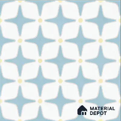 Moroccan Floor & Wall Tile TL 05093 Bauhaus Ice Blue 1 ft x 1 ft Ceramic Matte Finish - 9 mm | Suitable for Bathroom, Kitchen,  Balcony | Please Expect a Slight Variation of Pattern