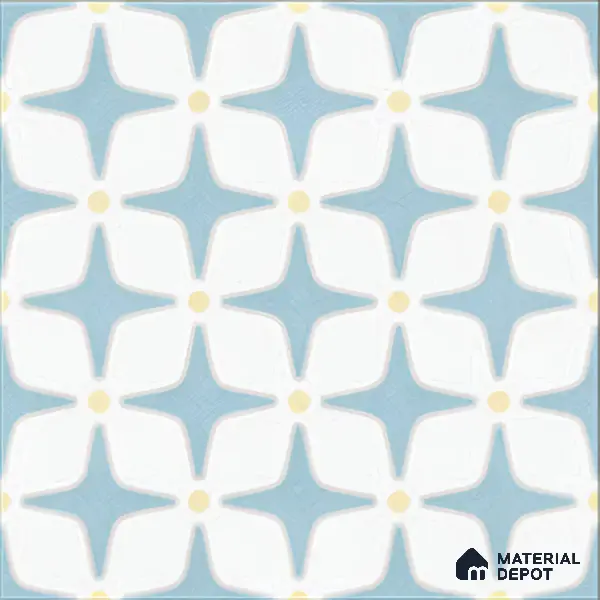 Moroccan Floor & Wall Tile TL 05093 Bauhaus Ice Blue 1 ft x 1 ft Ceramic Matte Finish - 9 mm | Suitable for Bathroom, Kitchen, Balcony | Please Expect a Slight Variation of Pattern