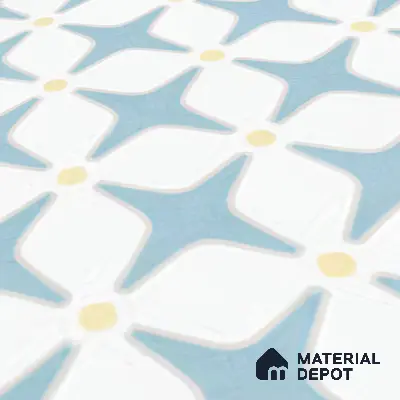 Moroccan Floor & Wall Tile TL 05093 Bauhaus Ice Blue 1 ft x 1 ft Ceramic Matte Finish - 9 mm | Suitable for Bathroom, Kitchen,  Balcony | Please Expect a Slight Variation of Pattern