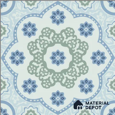 Moroccan Floor & Wall Tile TL 05062 B Morissa Ink Blue Floral 1 ft x 1 ft Ceramic Matte Finish - 8 mm | Suitable for Bathroom, Kitchen,  Balcony | Please Expect a Slight Variation of Pattern