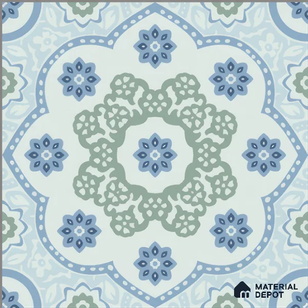 Moroccan Floor & Wall Tile TL 05062 B Morissa Ink Blue Floral 1 ft x 1 ft Ceramic Matte Finish - 8 mm | Suitable for Bathroom, Kitchen,  Balcony | Please Expect a Slight Variation of Pattern