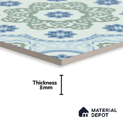 Moroccan Floor & Wall Tile TL 05062 B Morissa Ink Blue Floral 1 ft x 1 ft Ceramic Matte Finish - 8 mm | Suitable for Bathroom, Kitchen,  Balcony | Please Expect a Slight Variation of Pattern
